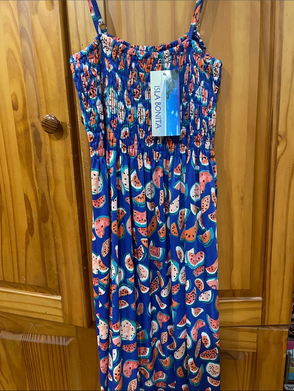 Isla Bonita Blue Watermelon Print Midi Dress